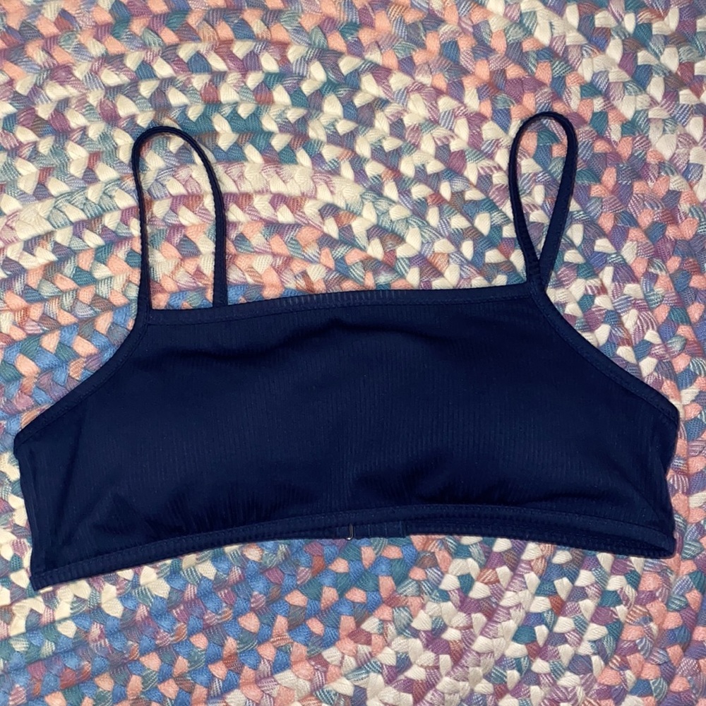 2/$25 J.Crew Blue Ribbed Bikini Top